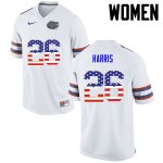 Women's Florida Gators #26 Marcell Harris NCAA Nike White USA Flag Fashion Authentic Stitched College Football Jersey YLY4562PD